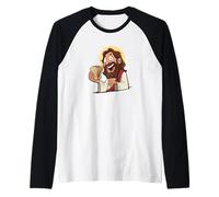 Happy Sandwich Look in Lord Jesus Christ Hands Raglan Baseball Tee