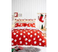 'Happy Santa' Easy Care Duvet Cover Set Fusion Red King