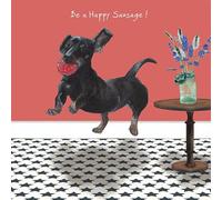 Happy Sausage Dog! Little Dog Laughed Greeting Card Blank Inside Any Occasion SQD179