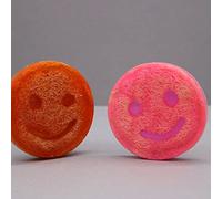 Happy Scrub Soap - Strawberry and Guava Scrub Bar with Natural Egyptian Loofah | Exfoliating Smiley Face Soap Bars | Handmade Vegan with Fragrance Oils
