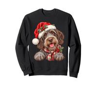 Happy Scruffy Dog Santa Hat Holiday Canine Sweatshirt