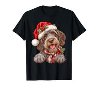 Happy Scruffy Dog Santa Hat Holiday Canine T-Shirt