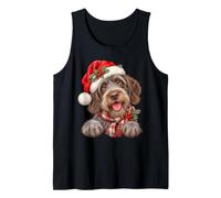 Happy Scruffy Dog Santa Hat Holiday Canine Tank Top