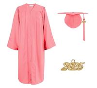 Happy Secret Unisex Matte Graduation Gown Cap Tassel Set 2024&2025 for High School and Bachelor, Pink, 45