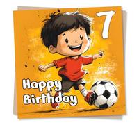 Happy Seventh Birthday Card For a Child, Kid, Son, Grandson, Friend - Birthday Card For 7 Year Old - 7th Birthday Card, Seven Celebrations - Football Lover, Sports Lover