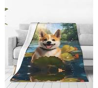 Happy Shiba Inu Ultra-Soft Flannel Blanket - Home Sofa Blanket, nap Blanket, Camping Picnic mat - 50"x40"