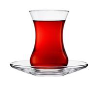 Happy Shop UK Elegant Turkish Tea Cay Glasses Set 12 Pieces, Traditional Tea Cups and Saucers Set for 6, 135ml Arabic Persian Glass Tea Set, Authentic Ottoman Style Gift Set
