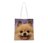 Happy Short-Haired Dog Fashion Canvas Tote Bag With All Over Print Design, Large Reusable Shopper Tote With Double Handles,Beach Tote, Weekend Bag
