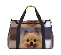 Happy Short-Haired Dog Travel Duffel Bag for Women Men,Print Polyester Tote Hand Luggage Bag with Shoulder Strap