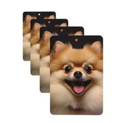 Happy short-haired pomeranian Car Air Fresheners Cards 4 Pcs Hanging Fragrance Scented Cards Long-Lasting Car Aromatherapy Tablets for Wardrobe Bathroom Car Interior Mirror Pendant Gifts