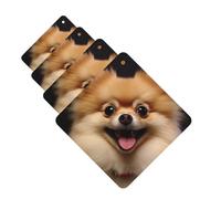 Happy short-haired pomeranian Car Air Fresheners Cards 4 Pcs Hanging Fragrance Scented Cards Long-Lasting Car Aromatherapy Tablets for Wardrobe Bathroom Car Interior Mirror Pendant Gifts