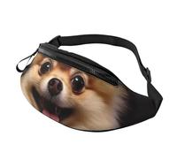 Happy short-haired pomeranian Fanny Pack for Men Women Crossbody Waist Bag Waterproof Sports Belt Bag Outdoor Hip Pack