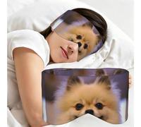 Happy Short-Haired Pomeranian Printed, Sleep Mask for Home Travel, Full Eye Covers Light Blocking Eye Mask Sleep Eye and Ear Muffs
