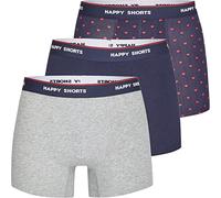 Happy Shorts Pack of 3 Jersey Trunk Men's Boxer Shorts Boxer Funny Designs Fashion Red Hearts - Red Hearts, Heart - Hearts, XL