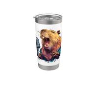 Happy Singing Capybara with Mic for Karaoke Lovers Stainless Steel Insulated Tumbler