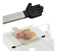 Happy Sinks Expandable Dishcloth Holder & Colander Rack - One Size, Silver & Black - Space-Saving Dish Drainer - Cutting Board Stand - Countertop Mount Kitchen Cloth Organiser