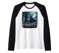 Happy Skeleton Dancer Dancing Under The Full Moon Halloween Raglan Baseball Tee