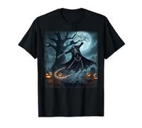 Happy Skeleton Dancer Dancing Under The Full Moon Halloween T-Shirt