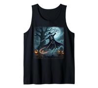 Happy Skeleton Dancer Dancing Under The Full Moon Halloween Tank Top