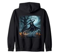 Happy Skeleton Dancer Dancing Under The Full Moon Halloween Zip Hoodie