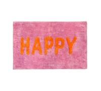 Happy Slogan Bath Mat Non Slip - Colourful Bathroom Rug Mooky Mats Pink One Size