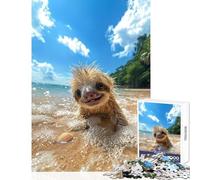 Happy Sloth at The Sea Jigsaws 1000 Pieces for Teenagers Stimulate Active Brain And Mind Gentle Relaxing Fun Activity (38X52cm)