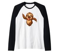 Happy Sloth Friends Running Joyful Design Dancing Raglan Baseball Tee