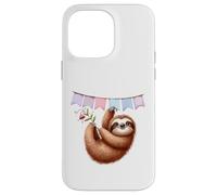 Happy Sloth Hanging Celebration Bunting Animal Case for iPhone 14 Pro Max