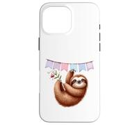 Happy Sloth Hanging Celebration Bunting Animal Case for iPhone 16 Pro Max
