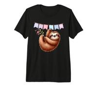 Happy Sloth Hanging Celebration Bunting Animal Premium T-Shirt