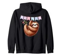 Happy Sloth Hanging Celebration Bunting Animal Zip Hoodie