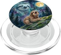 Happy Sloth Howling at the Moon Night Sky Animal Art PopSockets PopGrip for MagSafe