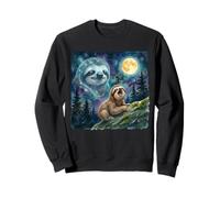 Happy Sloth Howling at the Moon Night Sky Animal Art Sweatshirt