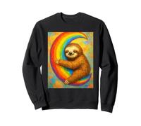 Happy Sloth Hugging Rainbow Moon Sweatshirt