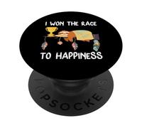 Happy Sloth Quote I Won The Race To Happiness Positivity PopSockets Adhesive PopGrip
