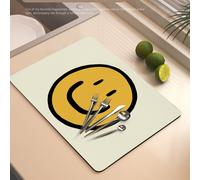 (Happy Smiley-B, 60X90cm 23.6X35.4in) Kitchen Drain Mat Diatom Mud Coaster Toilet Hand Wash Counter Absorbent Mat Coffee Table Bar Dining Mat