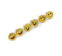 Happy Smiley Face - Set of 3 Stud Earrings - 8mm Diameter