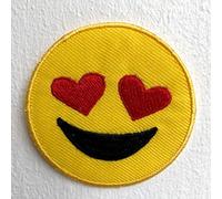 Happy Smiley with Hearts Love Iron on Sew on Embroidered Patch