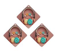 Happy Smiling Face Car Air Freshener, 3 Pcs Rhombus Hanging Air Freshener Cards, Long Lasting Fragrance Scented Cards for Car, Home, Office Gray-style