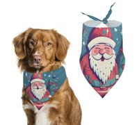 Happy Smiling Santa Claus Dog Bandana Triangle Dog Scarf Washable Polyester Dog Bibs Cute Pet Bandana for Medium Large Dogs Puppy and Cats