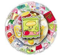 Happy Snack Time Stickers - 100 Waterproof Cartoon Food Designs, Easy-Peel Sweet Treat Themes for Fridges, Journals & Craft Projects