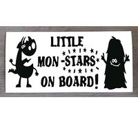 Happy Snail Stickers Monsters on Board Little Mon - Stars on Board Sticker - Fun Baby On Board Decal for Cars - 9cm x 20cm - HSS761 (Two Mon-Stars, Black)