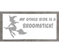 Happy Snail Stickers My Other Ride Is A Broomstick Car Witch Sticker Decal (Metallic Silver) - HSS936