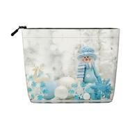 Happy Snowman Patterned Women's Cosmetic Bag, Single Layer Toiletry Bag, Suitable for Daily Storage, Travel, and Business Trips.