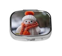 Happy Snowman Print Pill Box, 2 Large Compartmensts to Moistureproof Portable Pill Box Organiser for Travel