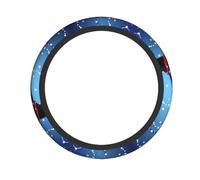 Happy Snowman Printed Elastic Steering Wheel Cover Protective Cover Anti Slip Durable For Most Cars