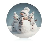 Happy Snowman Round Tempered Glass Cutting Board 7.9" | Non Slip Chopping Board Easy Clean Lightweight Portable Kitchen Cutting Board for Home Office Travel Picnic