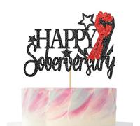 Happy Soberversary Cake Topper, Black Glitter Happy Sobriety Anniversary Party Supplies, Narcotics Anonymous, Alcoholics Anonymous, Sobriety Recovery Decoration