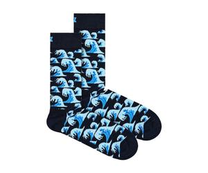 Happy Socks 1 Pack Mens & Ladies Cotton Blue Waves Design Socks - Waves - 4-7 UK