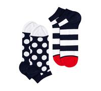 Happy Socks 2-pack Big Dot Stripe Low Socks, Navy/White - Eur 36-40